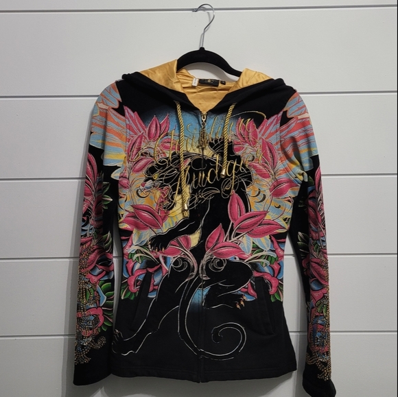 NEW Christian Audigier Zip up Hoodie - Picture 4 of 12
